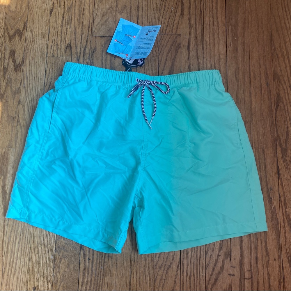 Men’s Boardies Aqua Blue Teal Reactive Swim Shorts - Large NWT
